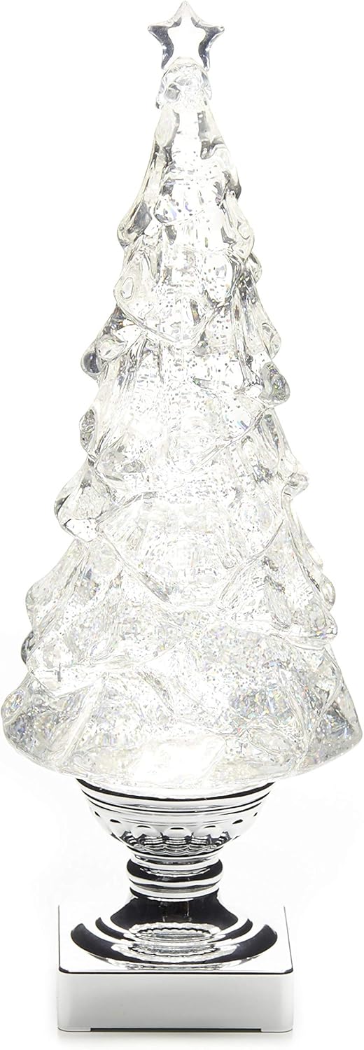 Snow Globes - Light Up Christmas Tree Snow Globe with Glitter, 15.25