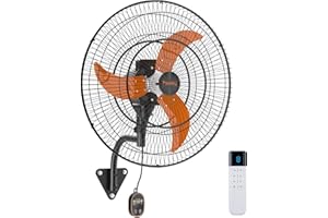 Passky 30 Inch Industrial Wall Mount Fan with Remote Control, EC Motor, 3 Shark Turbo Blades, 8 Speeds, 10500 CFM High Velocity, Timer, ETL Listed Oscillating Shop Fan for Workshop, Garage, Patio, Gym