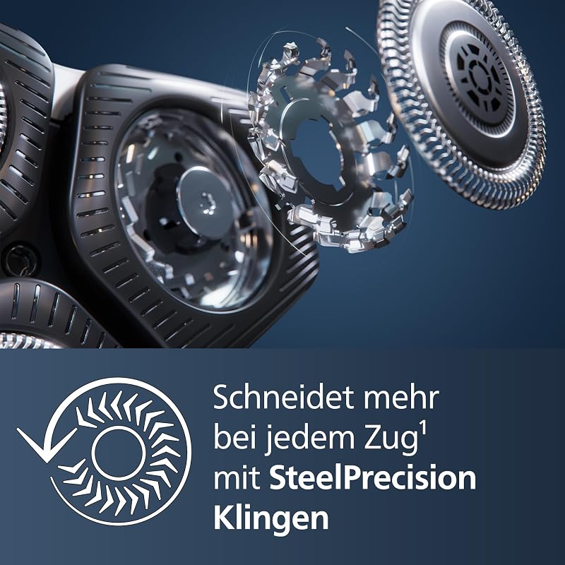 Shaver Series 5000 – Elektrischer Rasierer für Herren, Nass- & Trockenrasierer in Carbongrau, integrierter ausklappbarer Trimmer, weiche Tasche, Schutzkappe & Ladestation (Modell S5887/13) — Foto 4 von 7