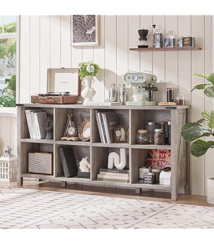 Amazon.com: Joaxswe 8 Cube Book Shelf, Farmhouse Wood Long Storage