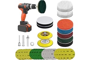 34 Pieces 3 Inch Car Headlight Restoration Kit, NAKOMD Headlight Cleaner with ¼” ⅛” Shanks, Backing Pads, Scouring Pads, Wate