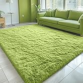 OLANLY 5x8 Machine Washable Large Area Rugs for Living Room, Bedroom, Soft Fluffy Shaggy Bedside Rug, Indoor Floor Carpet for Kids Girls and Boys, Dorms, Nursery, Home Decor Aesthetic, Grass Green