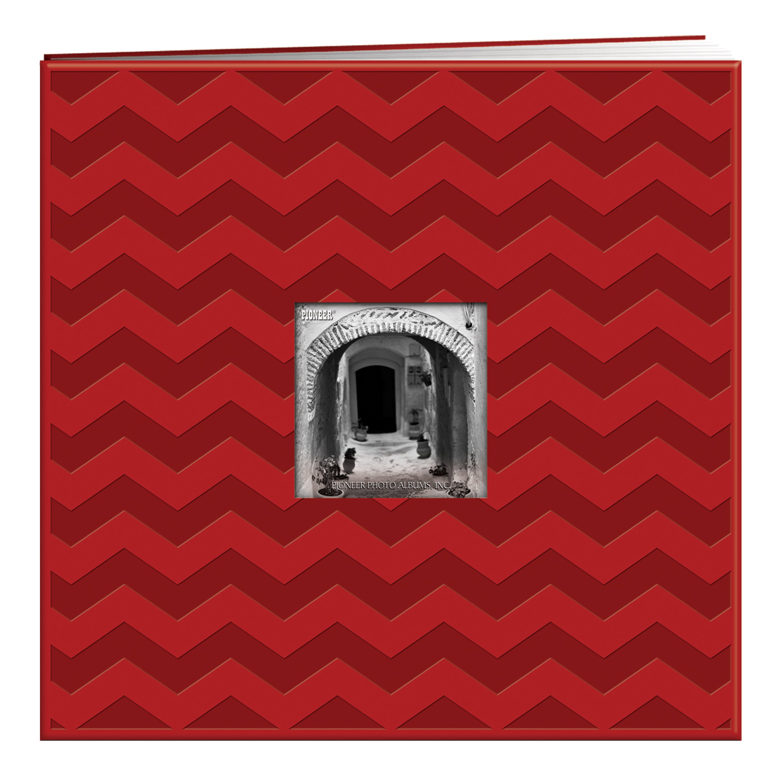 Pioneer Photo Albums MB10EMB-64326 Embossed Post Bound Scrapbook Album 12 in. x 12 in. -Red Chevron,