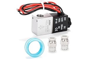AIRIX 2V025-08 Pneumatic Solenoid Valve DC24V, 2 Way Normally Closed, 1/4" NPT, Pilot-Operated Single Coil, Fast Response Electric Air Valve Out Of Line & Quick Connect Fittings