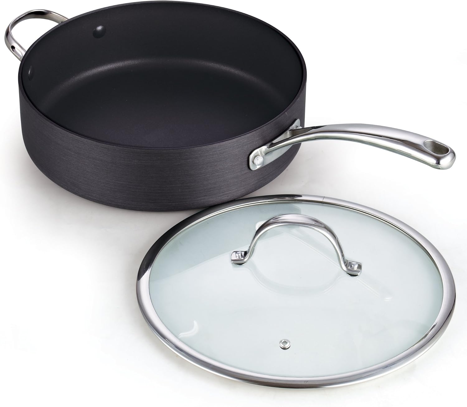 Cooks Standard 00346 5 QT Hard Anodized Nonstick Deep Saute pan with Lid, Black: Kitchen & Dining