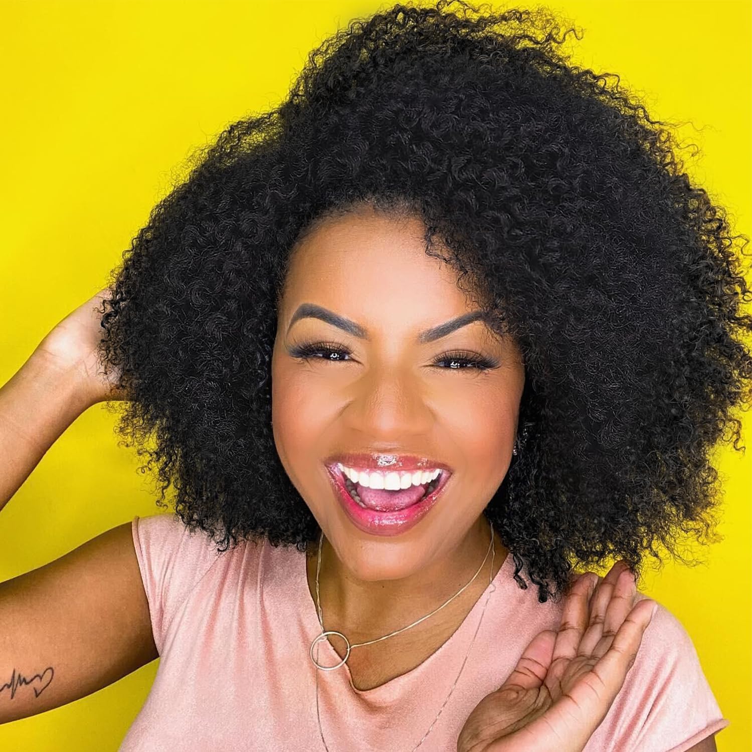 14 inch Wig Human Hair For Women 180% Density Afro Kinky Curly Wigs 100% Human Hair Wigs Glueless None Lace Front Afro Hair Wigs For Black Women