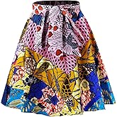 SHENBOLEN Women's African Print Skirts Ankara Traditional Casual Splicing Skirt