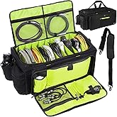 Timoxi Large DJ Bag Built-in Sturdy Support Board, DJ cable bag with 9 Detachable Divider & Padded Shoulder Strap, gig bag fo