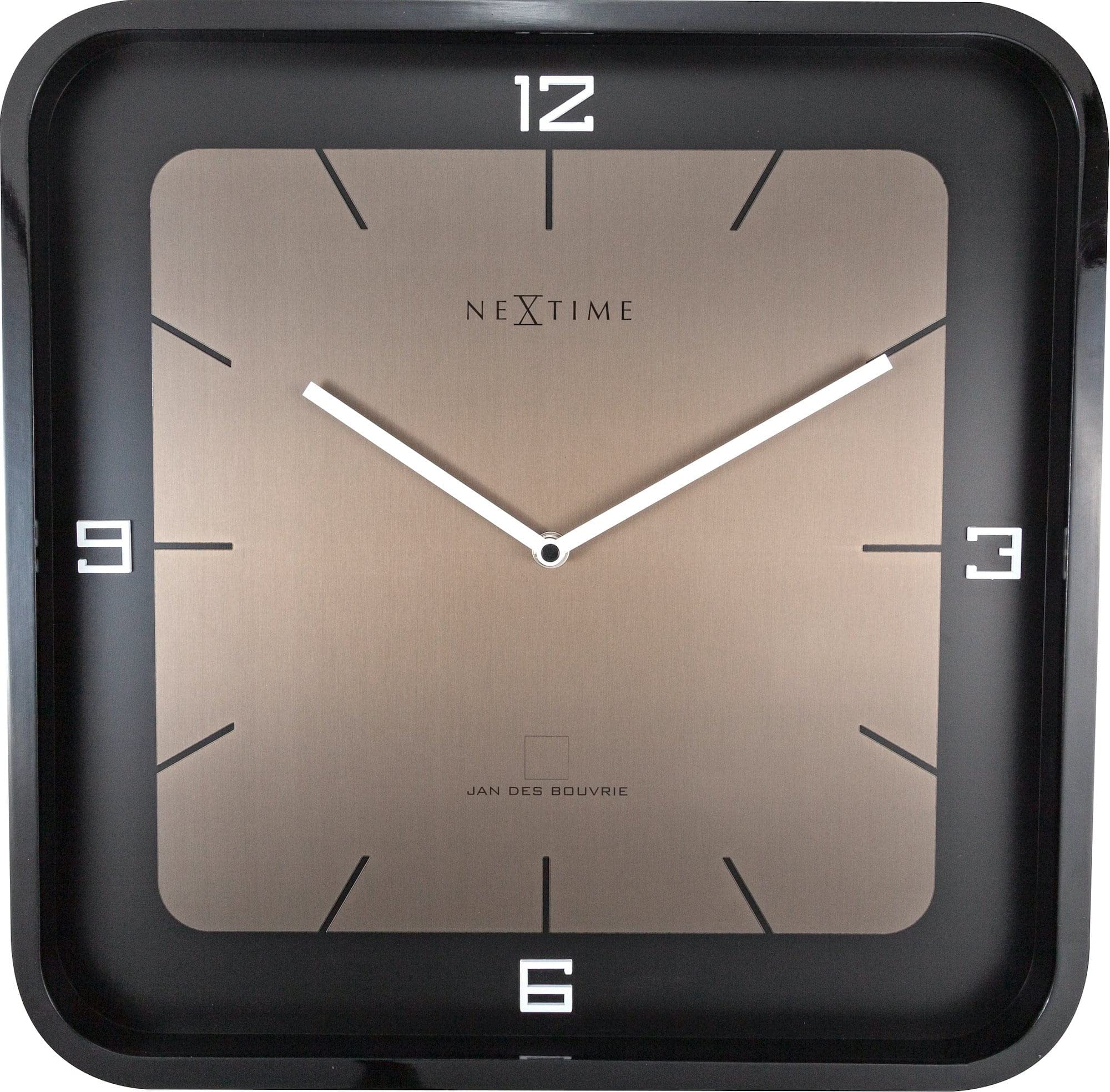 NeXtime - Wall Clock - 40 x 40 x 4 cm - Wood - Black - 'Square Wall'