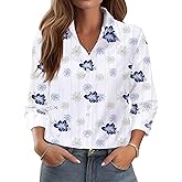 Mizvsitrd Button Down Long Sleeve Shirts for Women Floral Print Button Up Business Casual Outfits Trendy Ladies Top Blouses