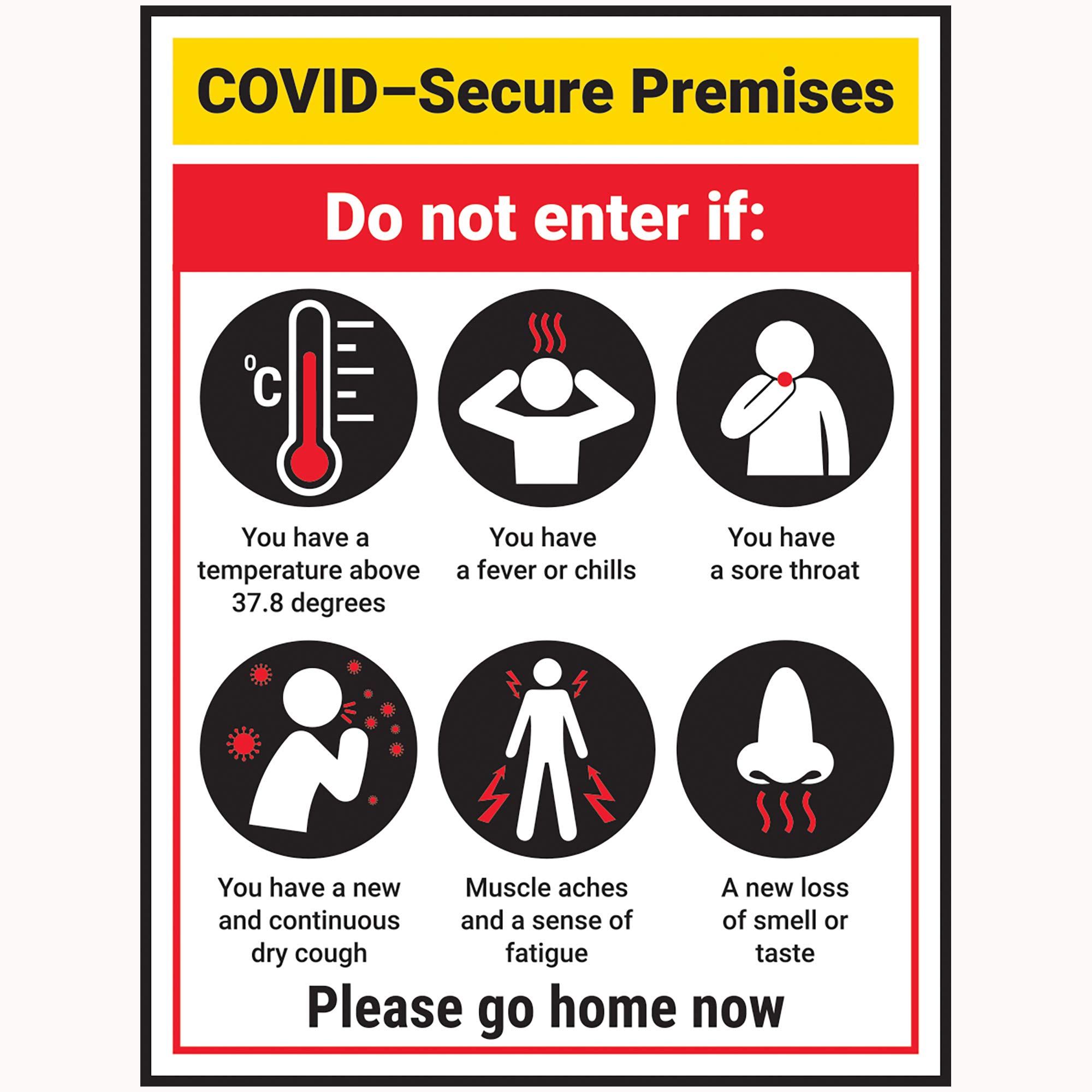 V Safety COVID-Secure Premises - Do Not Enter - 150mm x 200mm - Self Adhesive Vinyl