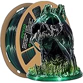 PLA Filament 1.75mm, 3D Printer Filament Silk Black Green Color Changing, Silk PLA Filament with Glitter Flecks, 3D Printing Filament 1.75 +/-0.02mm, 1kg