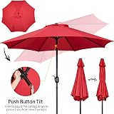 Yaheetech Garden Parasol Umbrella 2.7M Patio Crank Tilt 8 Ribs Red view 7