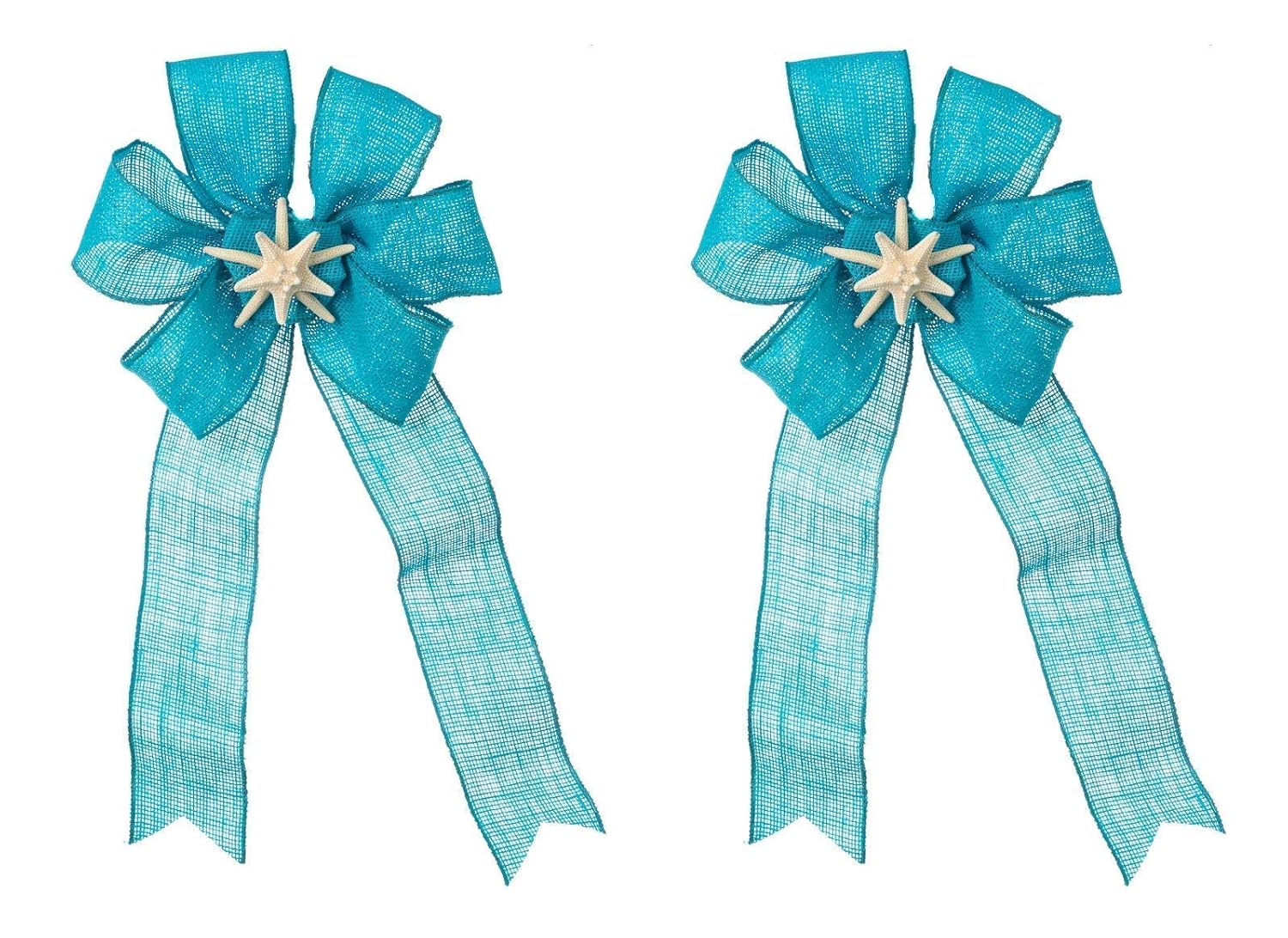 Amazon Com Burlap Bow Aqua Christmas Bow With Real Finger
