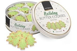 Mattigan's Holiday Butter Cookies, Danish Style Cookie, 12 Oz Tin, Gourmet Gifts, Holidays, Christmas, Stocking Stuffer, Special Occasions, Assorted Cookie Dessert Sweets, Reusable Metal Tin