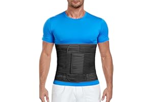 GEPOETRY Abdominal Binder, 12-Inch Wide Elastic Belly Wrap for Men and Women, Abdominal Binder Post-Surgery, Stomach Compression Garment for Hernia Surgery, Natural Birth, Abdominal Injuries (Black,L)