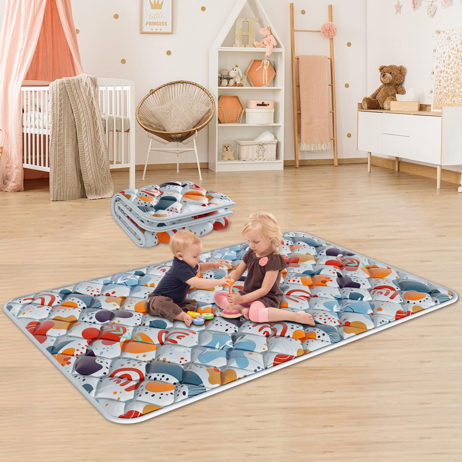 Photo 1 of Fshibila 74" × 50“ Baby Play Mat for Playpen, Baby Playmat for Floor, Thick Ultra Soft Play Mat for Babies and Toddlers Infants Playing or Crawling, Grey