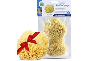 Baby Buddy Absorbent Natural Bath Sponge, Ultra Soft Premium Sea Wool Sponge, Soft on Baby's Tender Skin, Bath Accessories Baby and Kids, Infant Bath, Biodegradable, Hypoallergenic, 2pk, 4in