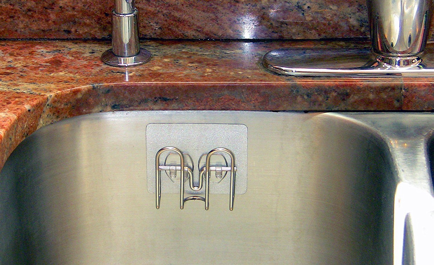 Best Brushed Steel Sponge Holder For Kitchen Sink With Suction Cups