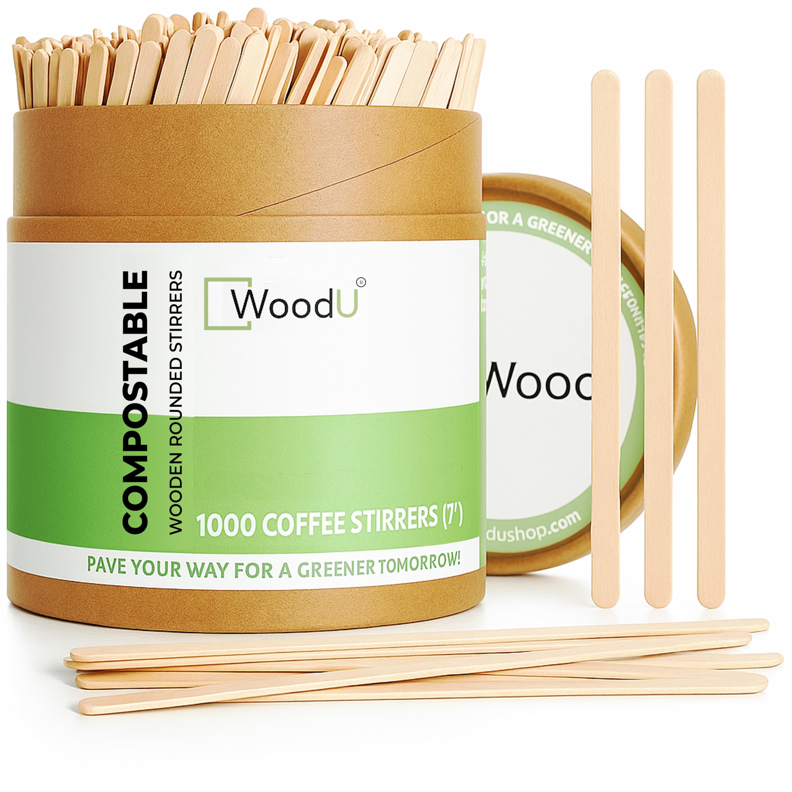 Coffee Stir Sticks (7” 1000 pcs) Round End, Eco Friendly Coffee Stirrers Dark Wood for Hot Drinks