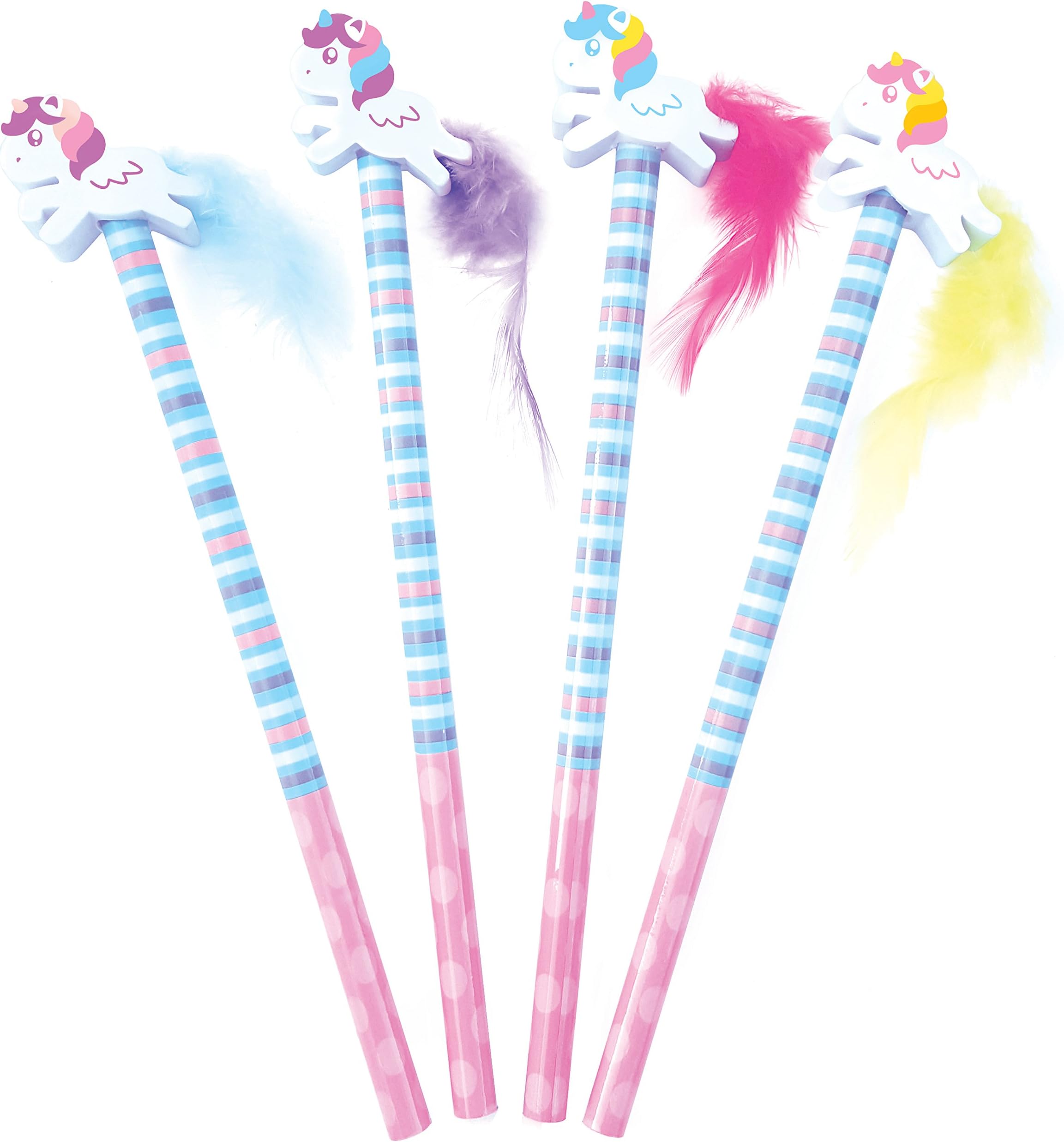 The Piggy Story 'Unicorn Land' Set of 4 Pencils with Die-Cut Eraser Toppers
