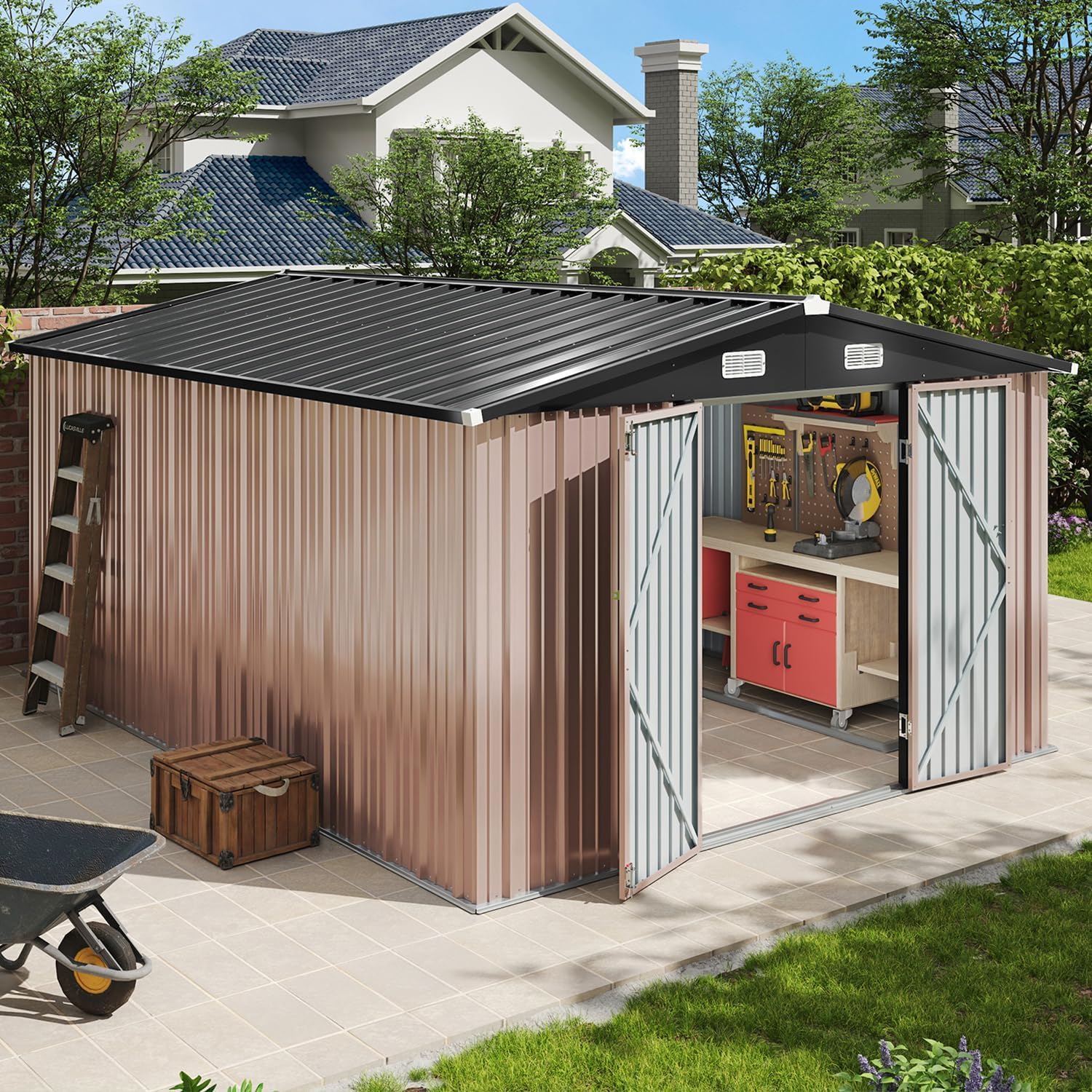 Aoxun 10'x12' Outdoor Metal Storage Shed with
