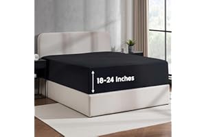 Nestl Black Extra Deep Pocket Twin Fitted Sheet Kids, Luxury Twin Size Fitted Sheet Only Easily Fits 18 to 24 Inch Mattress, Super Soft, Wrinkle-Free, and Breathable Bed Sheets with Corner Straps