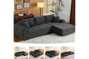 BRAGE LIVING 2025 New 108" Cloud Couch Sectional, Modular Sectional Sofa with L-Shaped Chaise, Deep Seat Sectional Modular Couch for Living Room, No Assembly Required (Gray, Right Facing Chaise)