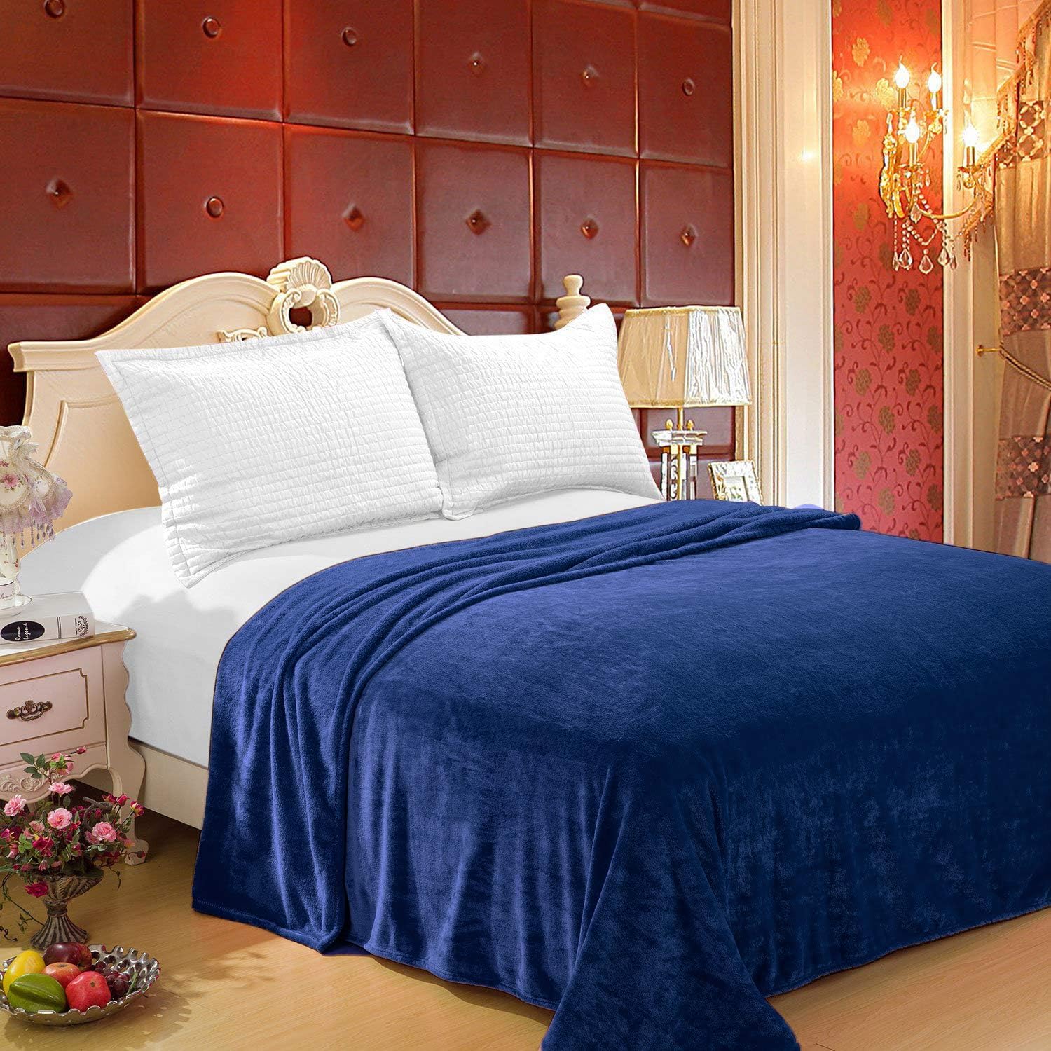 Amazon Com Home Must Haves Coral Fleece Solid Navy Blue Blanket Bedding Throw Fleece Super Soft Queen Home Kitchen