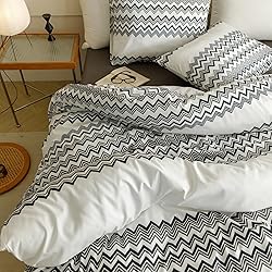CLOTHKNOW Black Striped Comforter Set Queen 3Pcs