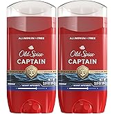 Old Spice Deodorant for Men, Aluminum Free, Captain Scent, 3.0 oz Pack of 2 | Bergamot &amp; Driftwood Notes | 24/7 Odor Protection | Helps Fights Odors | 24/7 Freshness &amp; Long-Lasting Scent | Red Collection