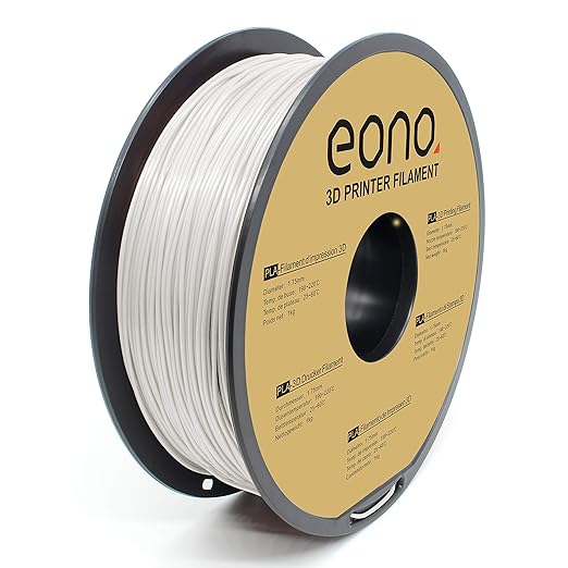Eono PLA 3D Printer Filament, 1.75mm, White,1kg, Strong Bonding and
