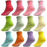 Tphon Toddler Girls Non-Slip Socks Baby Anti Skid Socks with Grippers for Boys Girls 12 Pairs for 0-7 Years Kids Children