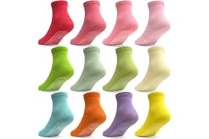 Tphon Toddler Girls Non-Slip Socks Baby Anti Skid Socks with Grippers for Boys Girls 12 Pairs for 0-7 Years Kids Children