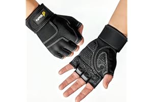 Glofit Workout Gloves with Wrist Wrap Support for Women & Men, Weight Lifting Gloves Fingerless Gym Gloves for Cycling, Training, Push-up