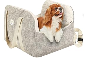 Pawaboo Small Dog Car Seat -Extra Soft- Dog Bed Car Seat for Small Dogs, Puppy Seat for Car with Fixed Buckle and Safety Leas