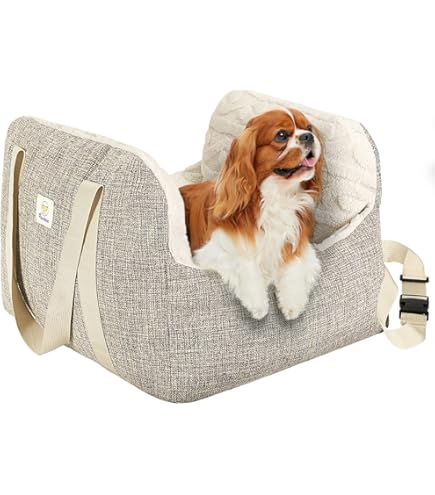 VEVOR Dog Car Seat, Waterproof Dog Booster Seat For Car With A Storage Pocket, Clip-On Safety Leash And Sponge Filling, Pet Bed For Small & Medium Dogs Up To 55lbs, Gray