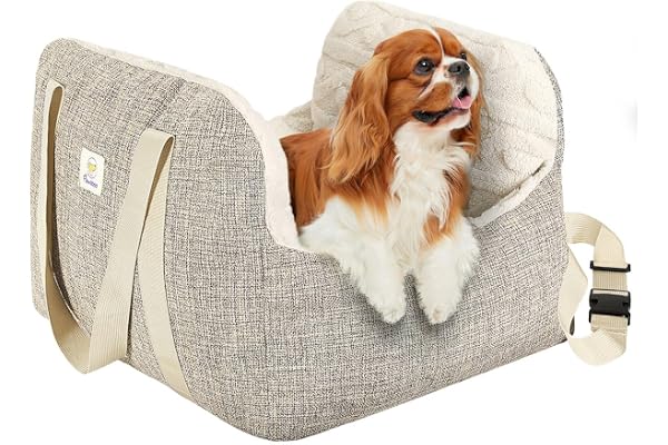 Pawaboo Small Dog Car Seat -Extra Soft- Dog Bed Car Seat for Small Dogs, Puppy Seat for Car with Fixed Buckle and Safety Leas