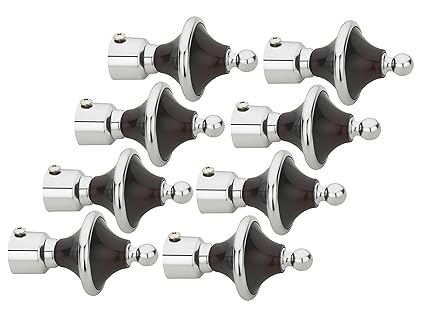 Easyhome Furnish Metal Brown Curtain Brackets With Support - Brown (Set Of 8 )Ecb-N-403V