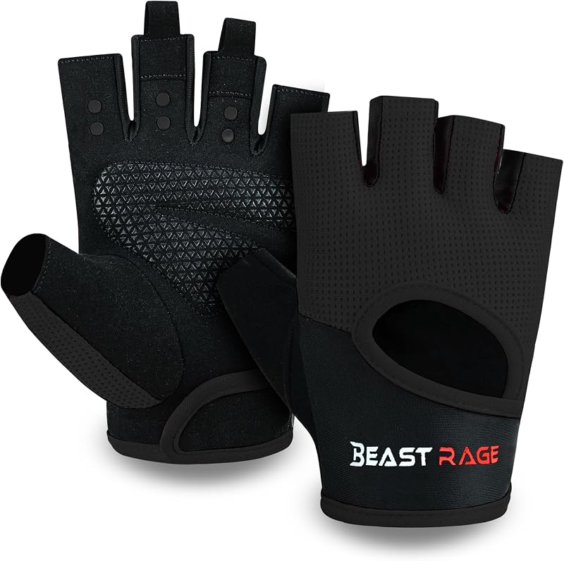 Gants de Fitness Respirants pour Hommes et Femmes Gants d'haltérophilie Bodybuilding Gym Exercice Anti-dérapant Crossfit Musculation Cycling (Noir, M)