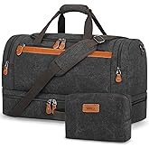 Duffle Bag for Travel, Expandable 50L Canvas Weekender Bag, Overnight Bag Travel Duffel Bag for Men Carry On Luggage with Removable Shoulder Strap, Durable & Water-Resistant