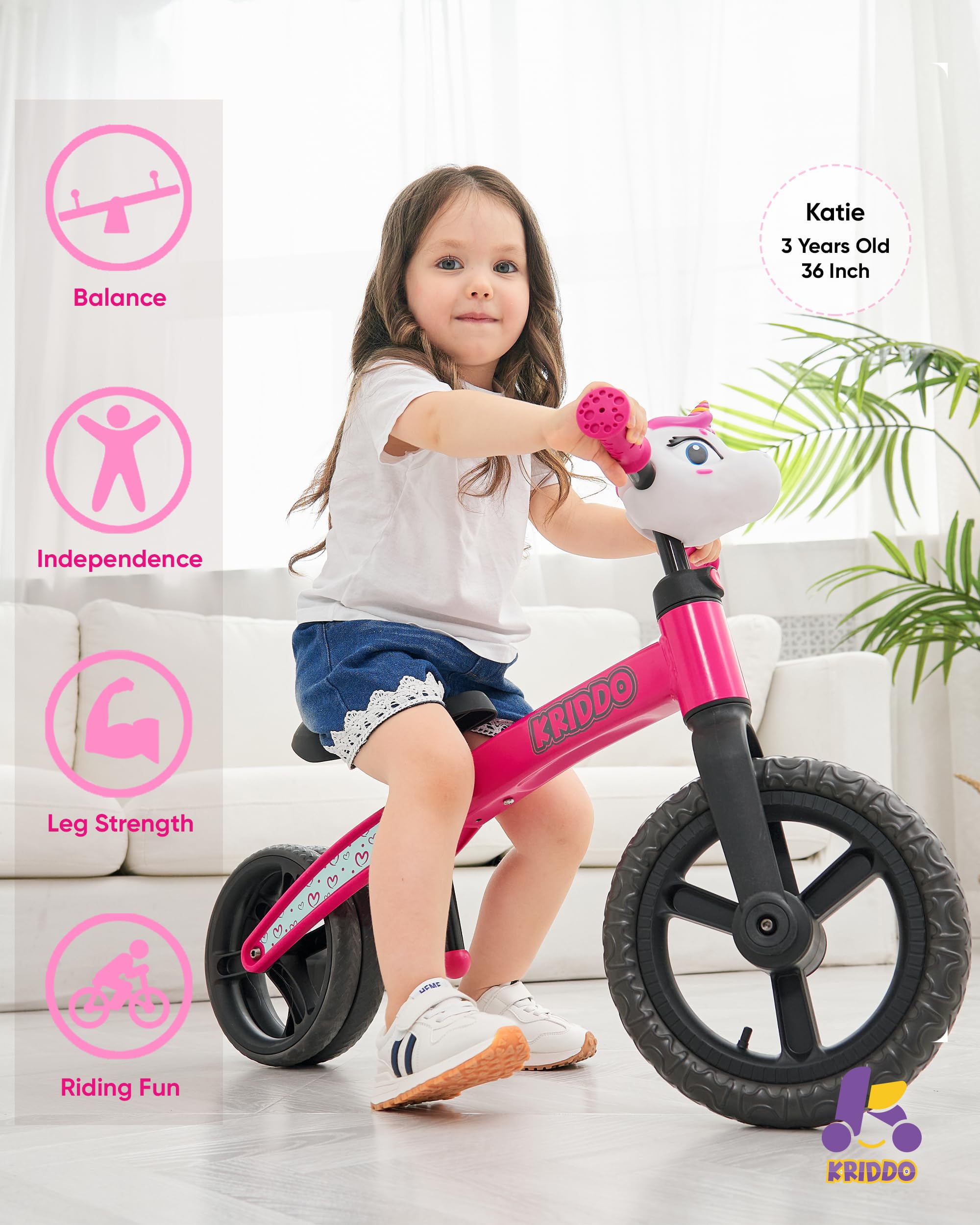 KRIDDO New Toddler Balance Bike 2 Year Old, Age 24 Months to 5 Years Old, Modern Flame Style, Early Learning Interactive Push Bicycle, Gift Bike for 2-5 Boys Girls