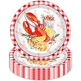 40 Pcs Crawfish Disposable Paper Plates 9 Inch Crawfish Boil Party Supplies Lobster Boil Party Tableware Set Crawfishs Red Gingham Dessert Plates for Lobster BBQ Parties, Summer Picnics Barbecue