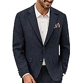 PJ PAUL JONES Mens Blazer Vintage Wool Blend Sport Coat Herringbone Tweed Blazer Suit Jacket with Pocket Square