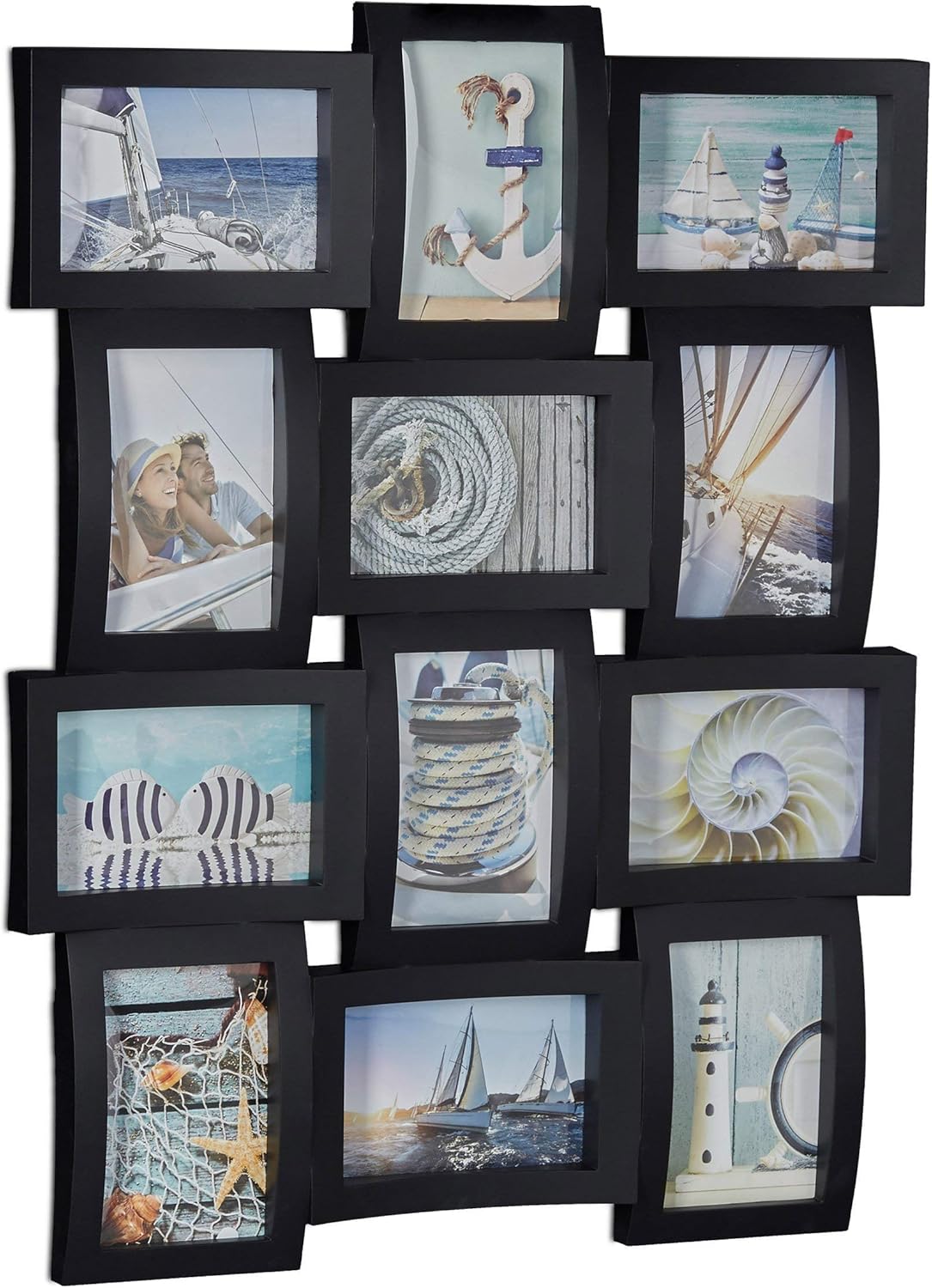 Relaxdays Marco de Fotos Múltiple para 12 Fotografías, Negro, 60.5x47.5x3.5 cm