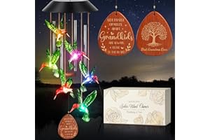 MAYICIVO Best Grandma Gifts for Grandma Christmas from Grandkids Granddaughter Grandchildren, Unique Grandma Birthday Gifts Set for Nana Gigi Grandmother New Grandma-Hummingbird Solar Wind Chimes for Outside