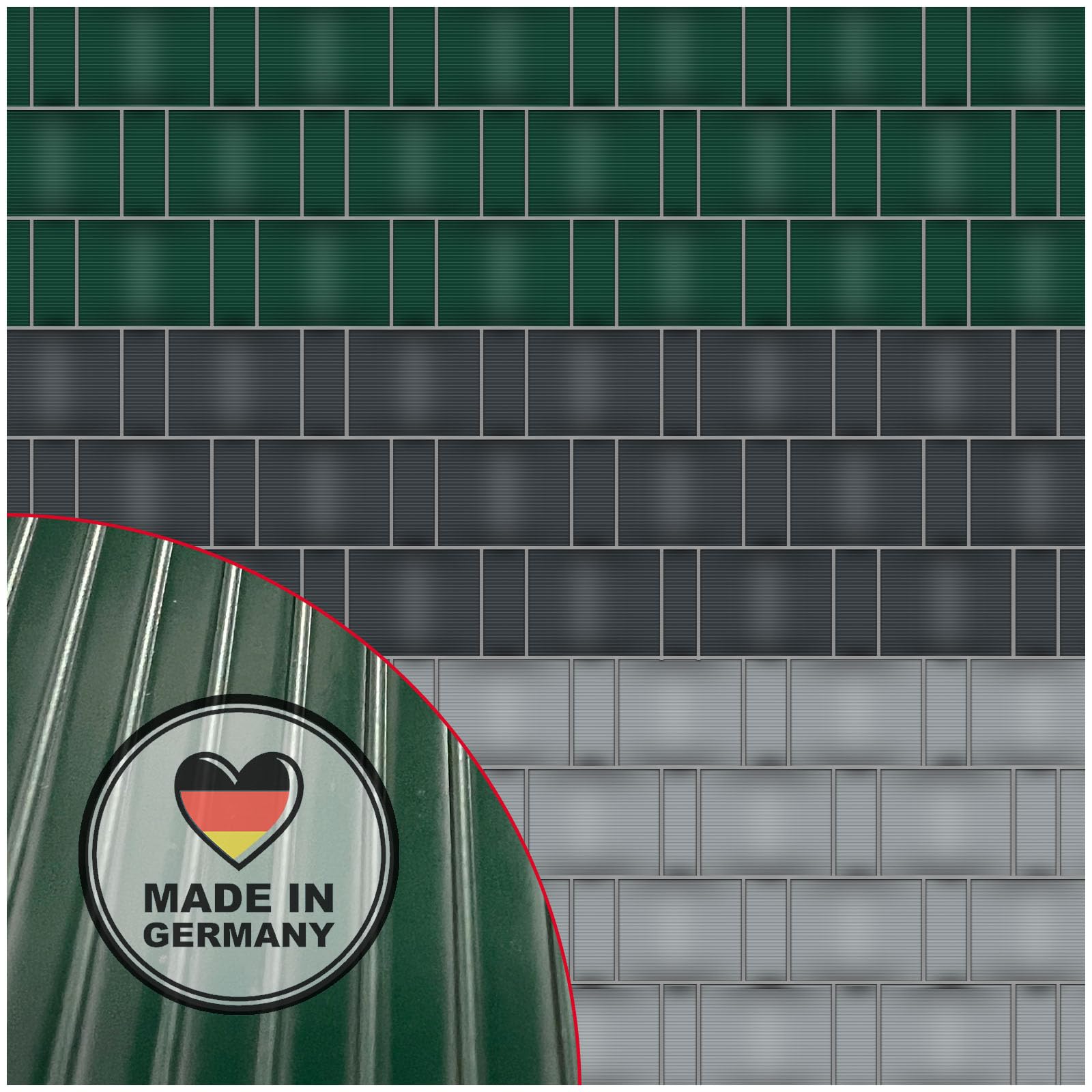 NOOR Privacy Screen Strips PP Pro Extra Strong for Double Rod Mat Fence - Fence Privacy Screen Green 0.19 x 2.55 m - Thickness 1.5 mm Grooved - Opaque Wind and Privacy Protection - Fence Panels Made