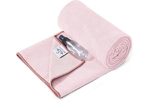 Heathyoga Yoga Mat Towel Non Slip for Hot Yoga Towel with Silicone Grip & Free Spray Bottle, 72"X26" Extra Large Microfiber Yoga Towel for Bikram, Pilates, Fitness