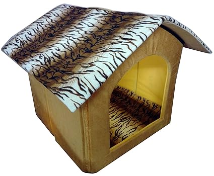 Pets Empire Velvet Fabric Printer Dog House Foldable Pet Hut (Colour and Design May Vary, Medium)