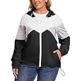 Avoogue Plus Size Raincoat Women Waterproof Rain Jacket Packable Outdoor Hooded Windbreaker